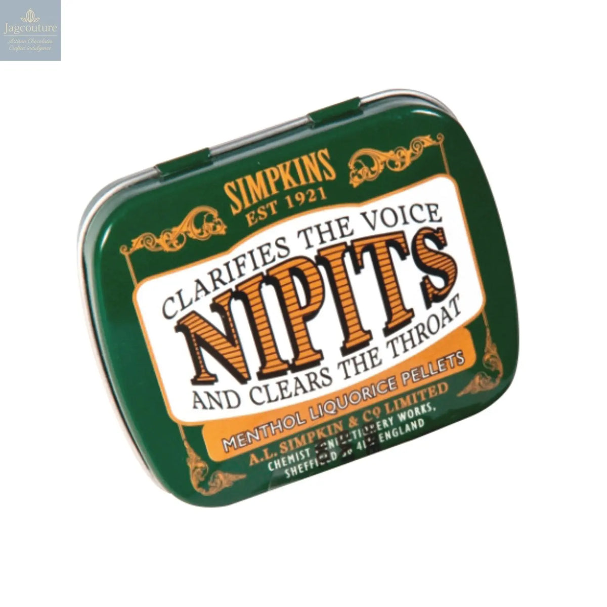 Mini tin of menthol liquorice flavour Nipit sweets Jag Couture Chocolates