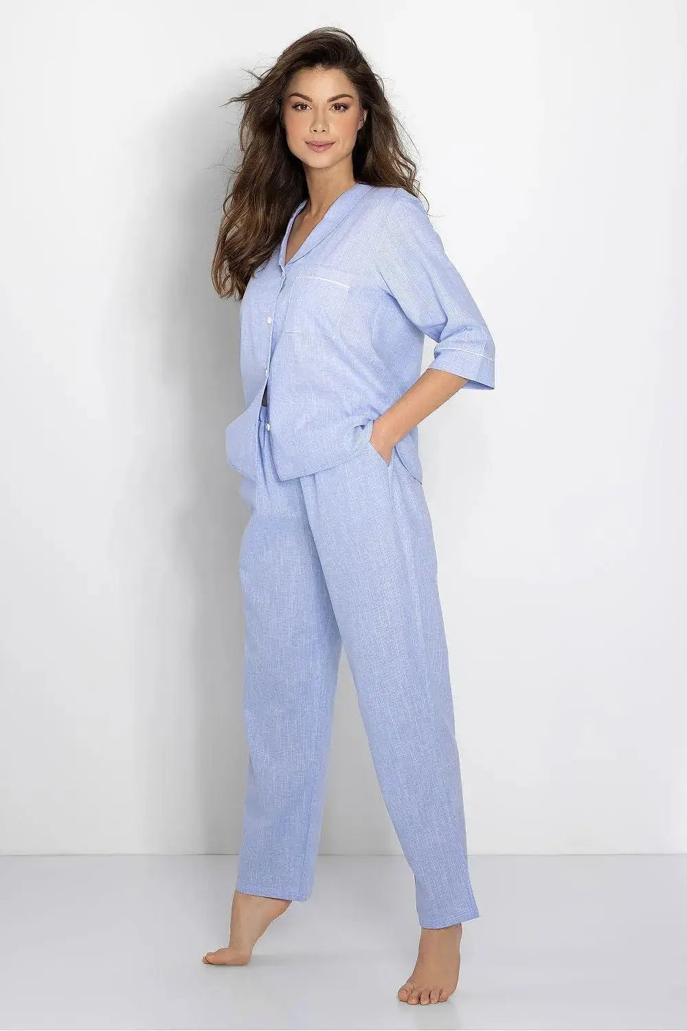 Momenti Per Me airy fabric long pants and shirt womens pajamas