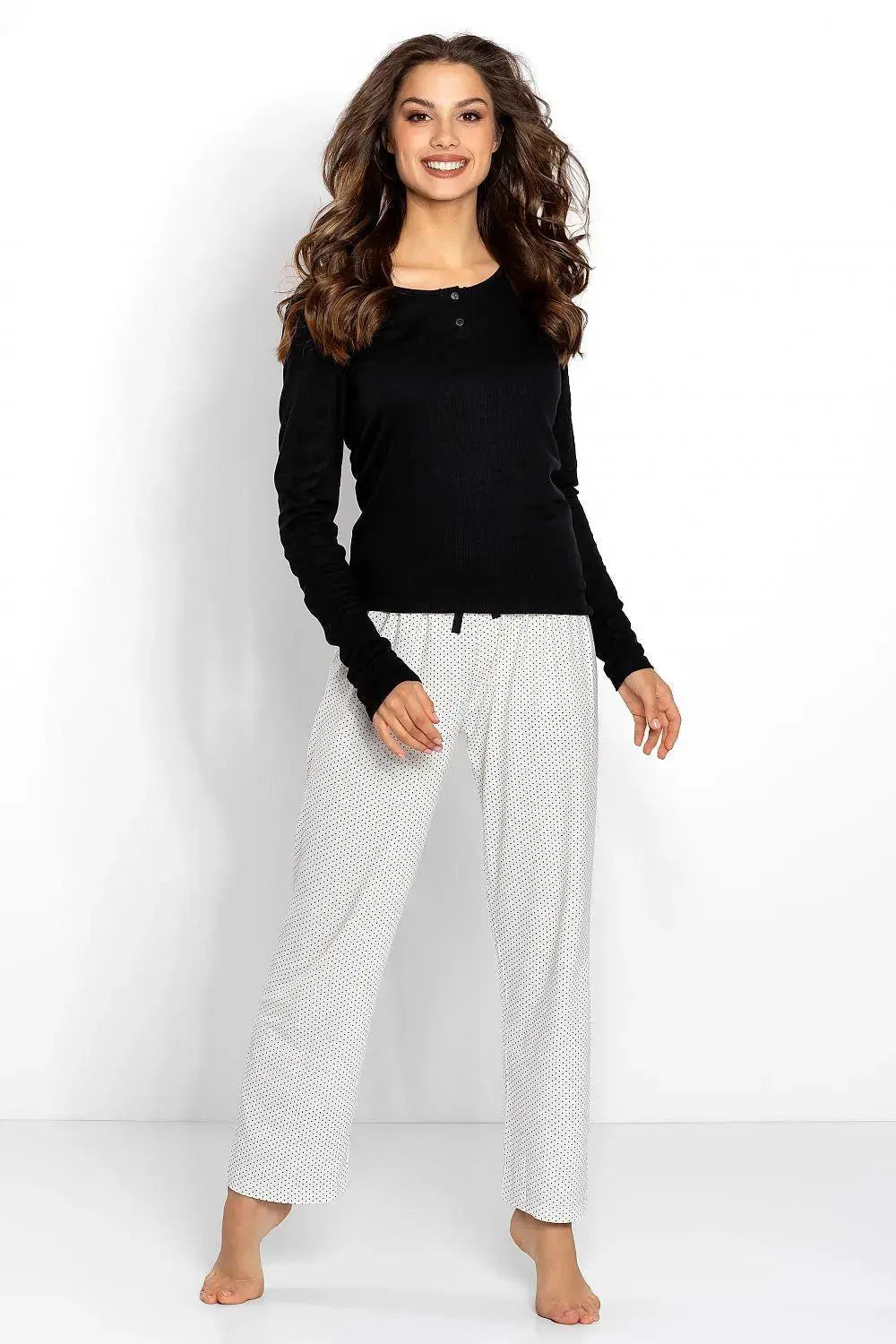 Momenti Per Me black-ecru fashionable womens pajamas