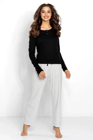 Momenti Per Me black-ecru fashionable womens pajamas