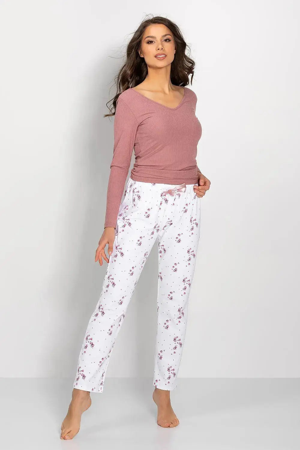 Momenti Per Me blouse and print pants ladies pyjamas