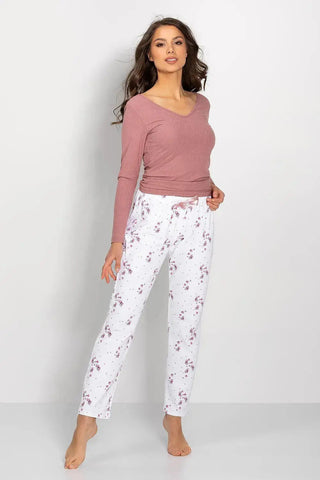 Momenti Per Me blouse and print pants ladies pyjamas