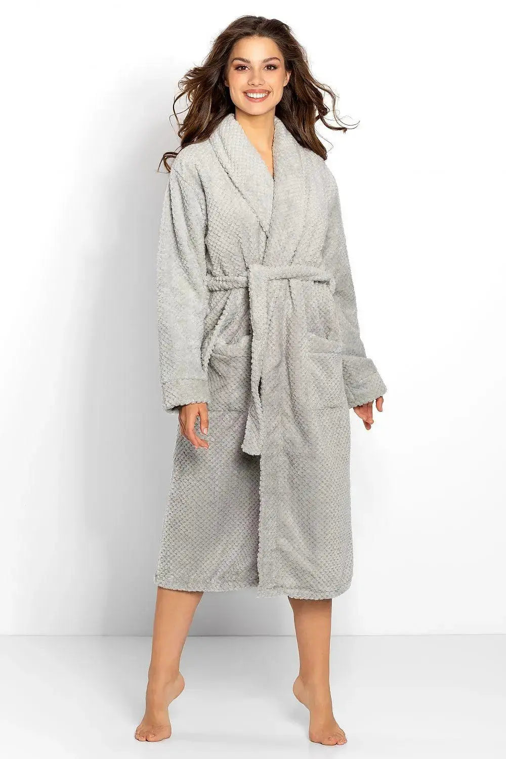 Momenti Per Me knit fabric-shawl collar womens bathrobe