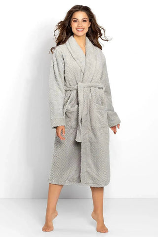 Momenti Per Me knit fabric-shawl collar womens bathrobe