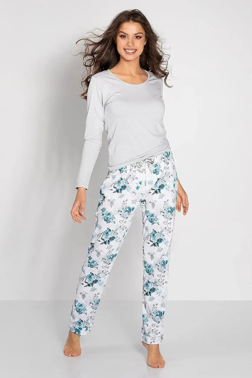 Momenti Per Me long-sleeve blouse and long pants womens pajamas