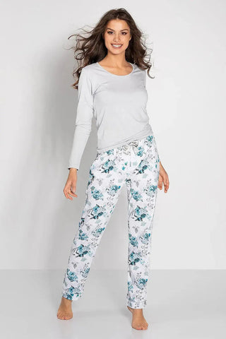 Momenti Per Me long-sleeve blouse and long pants womens pajamas