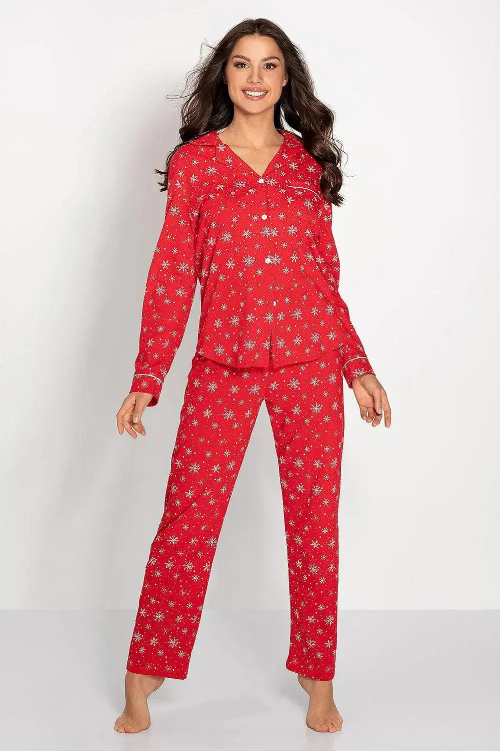 Momenti Per Me sleeve blouse and pant santa pajamas