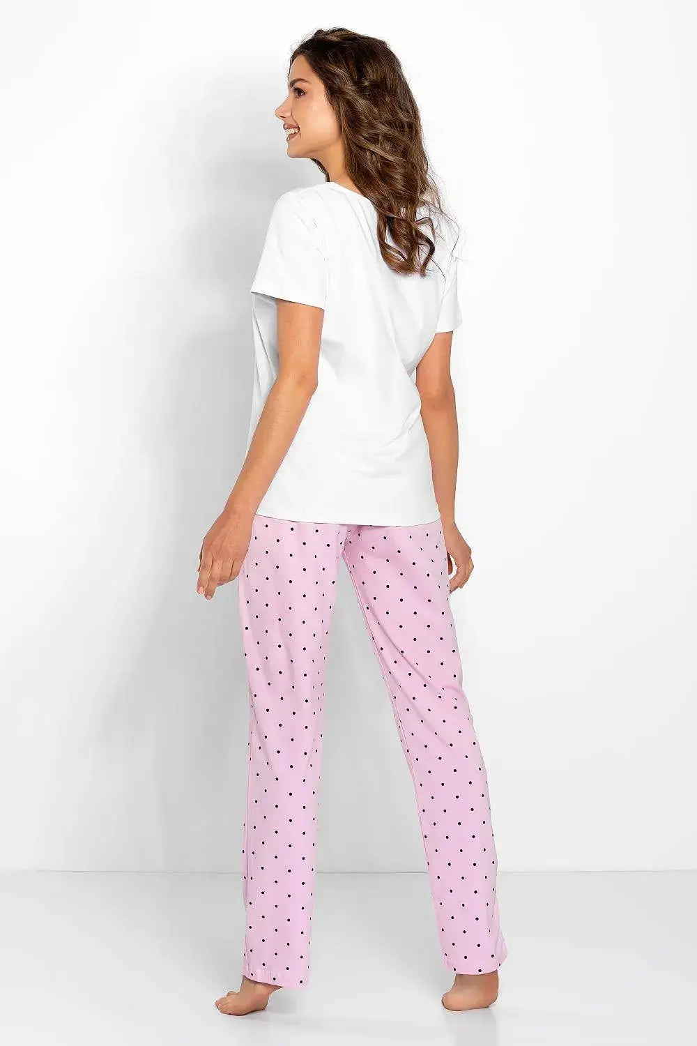 Momenti Per Me white and pink t-shirt and pants womens pajamas