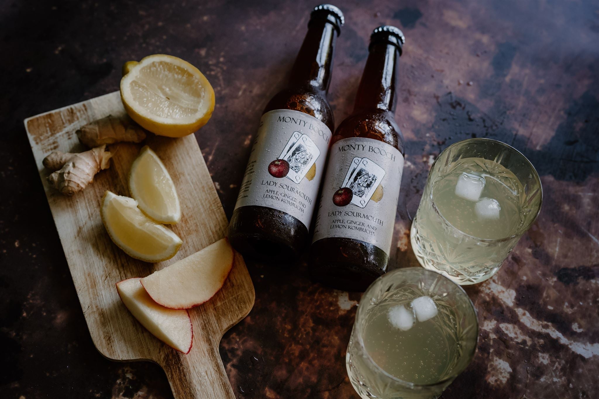 Lady Sourmouth, Apple, Ginger & Lemon Unfiltered, Raw Kombucha 330ml (12 Pack)