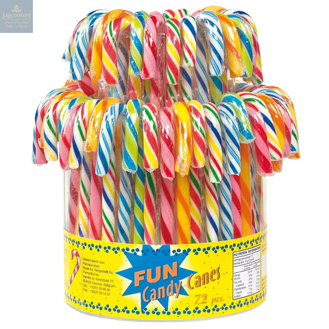 Multi-coloured fruit flavoured candy canes in display bucket (12.8cm) 13g Jag Couture Chocolates