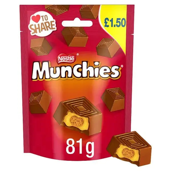 Munchies Milk Chocolate & Caramel Share Bag 81g (Case of 10)