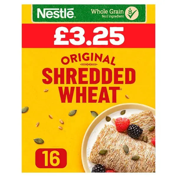 Nestlé Shredded Wheat Original Cereal 16 Biscuits 360g (Case of 5)