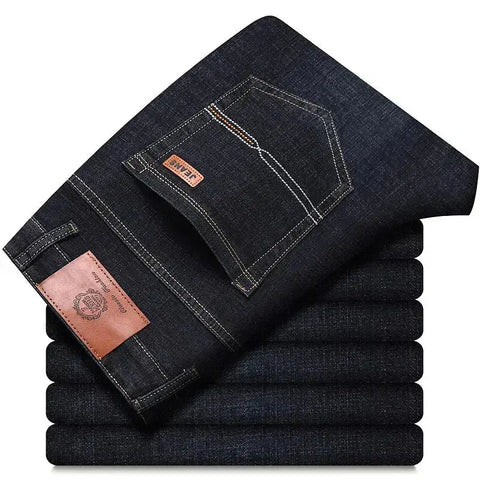 Men's Classic Biker Denim Jeans – Soft Black, Sizes 32-38