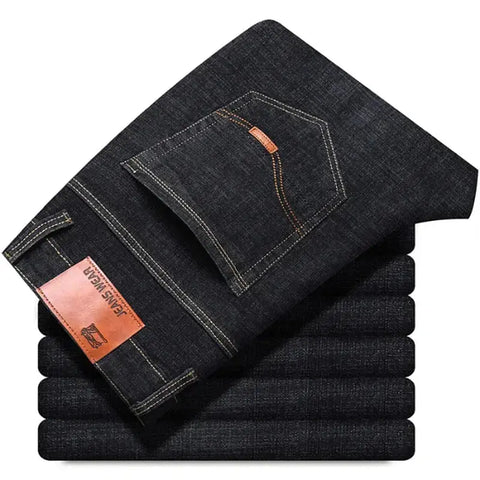 Men's Soft Business Denim Trousers – Light Luxury Stretch Slim Fit