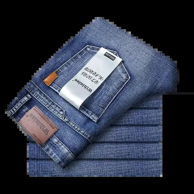 Men's Classic Business Jeans – Regular Straight Stretch Denim (Blue)