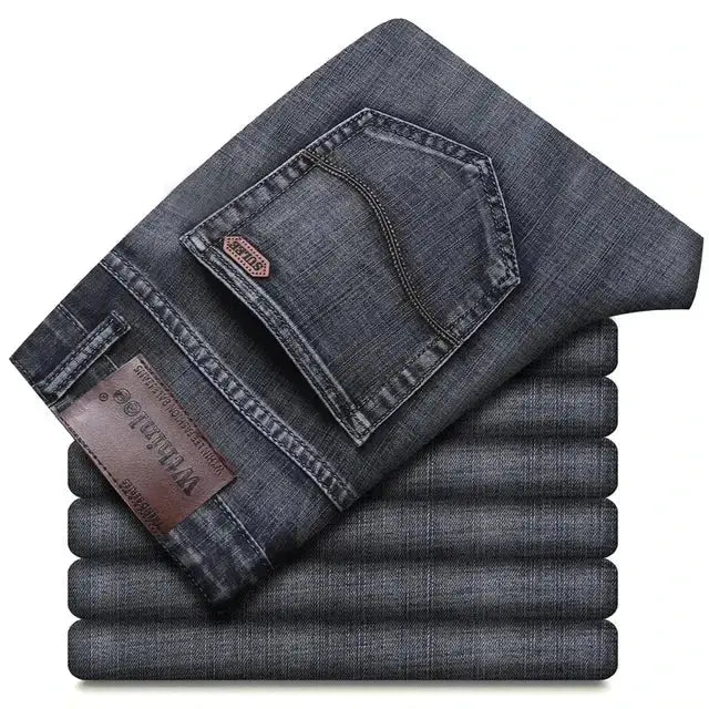 Men's Classic Business Jeans – Regular Straight Stretch Denim (Blue)