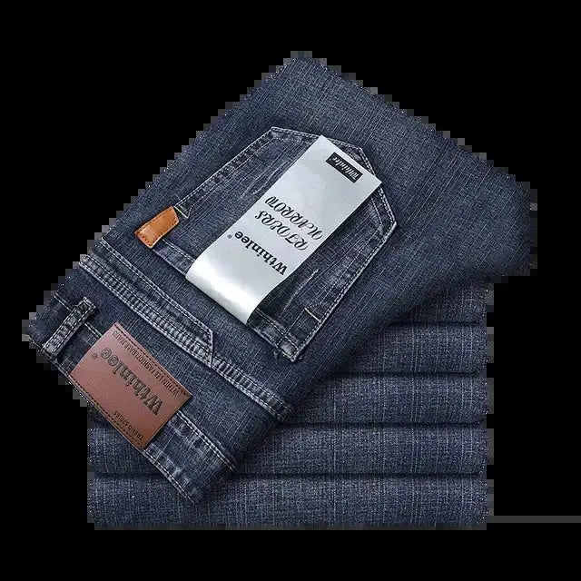 Men's Classic Business Jeans – Regular Straight Stretch Denim (Blue)