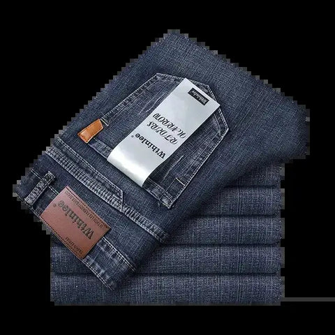 Men's Classic Business Jeans – Regular Straight Stretch Denim (Blue)