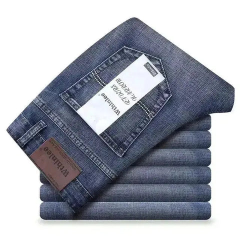 Men's Classic Business Jeans – Regular Straight Stretch Denim (Blue)