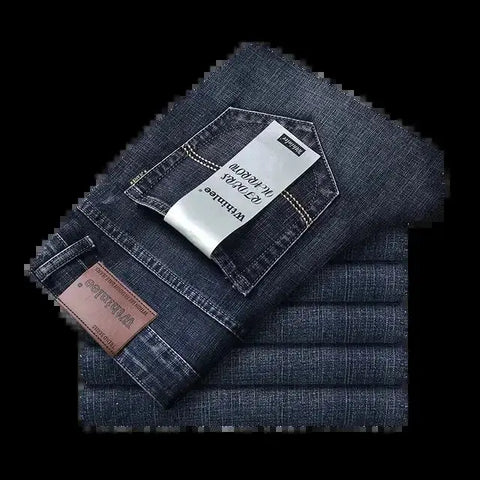 Men's Classic Business Jeans – Regular Straight Stretch Denim (Blue)