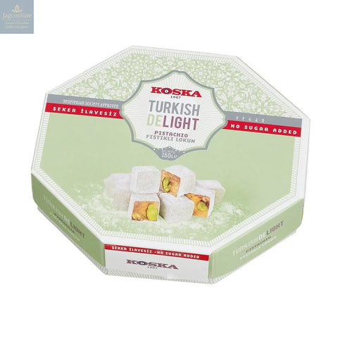 No sugar added pistachio Turkish Delight in hexagon box Jag Couture Chocolates