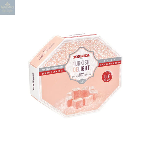 No sugar added rose flavoured Turkish Delight in hexagon box Jag Couture Chocolates
