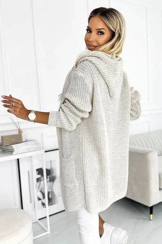 Numoco cardigan warm bedspread with hood, pockets and a patch