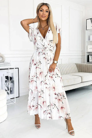 Numoco chiffon pleated midi dress