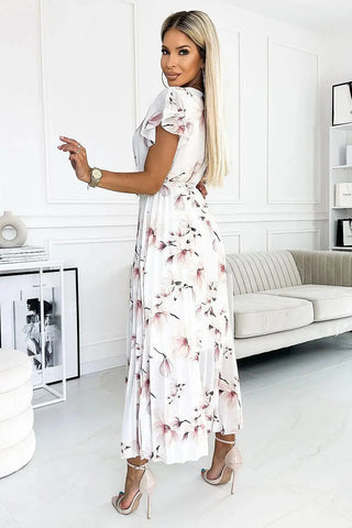 Numoco chiffon pleated midi dress