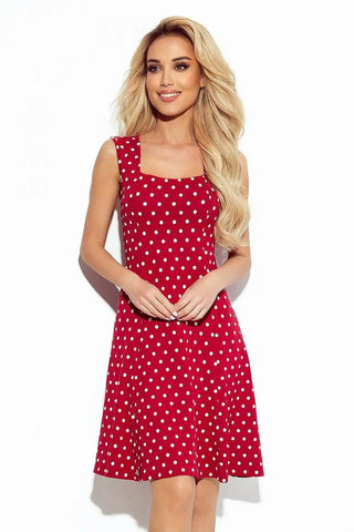 Numoco karo neckline cotton comfortable dress