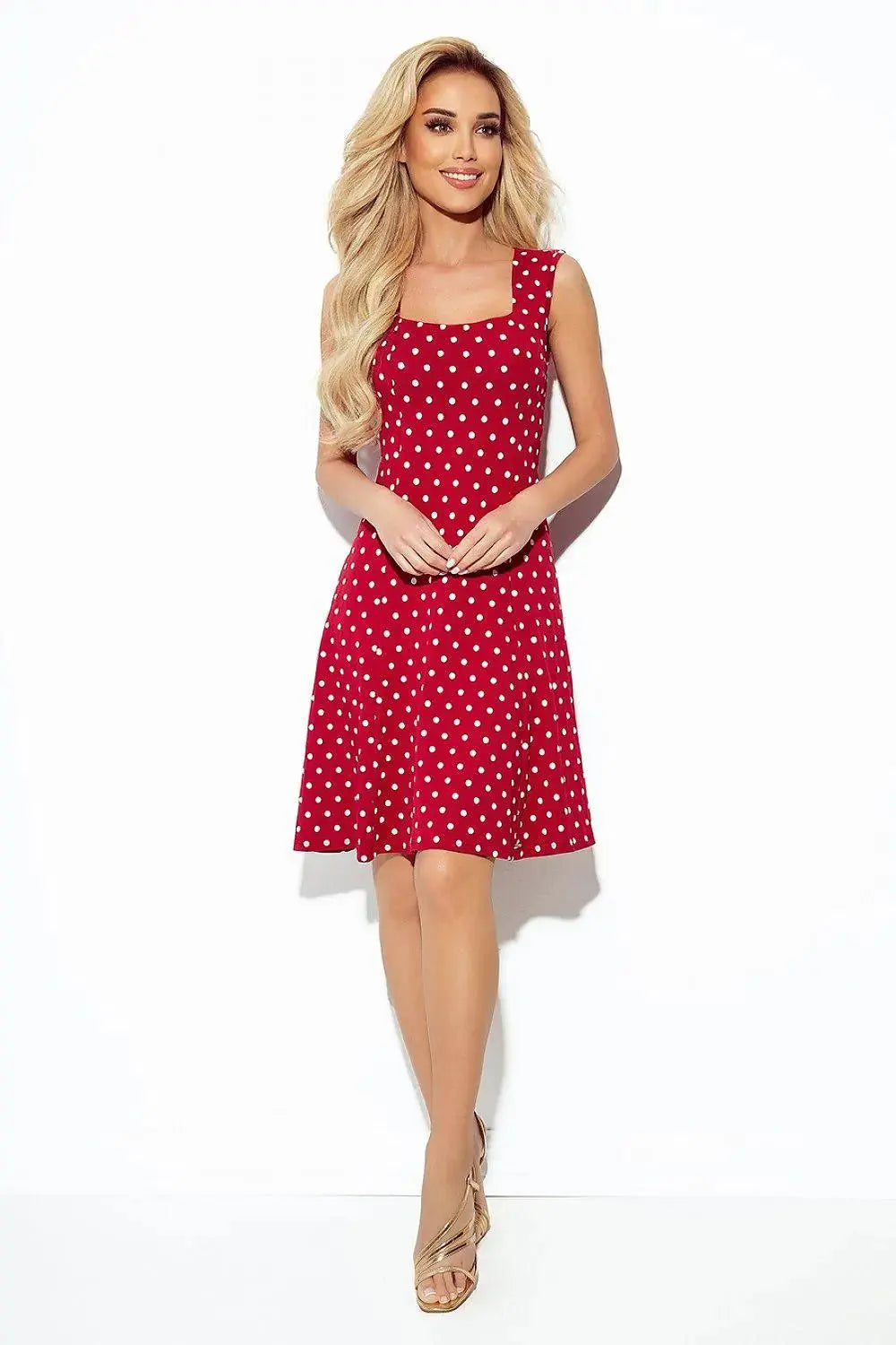 Numoco karo neckline cotton comfortable dress