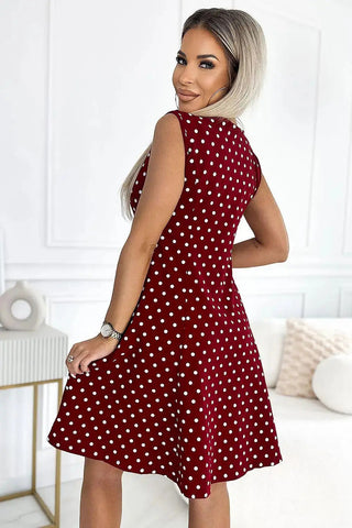 Numoco karo neckline cotton comfortable dress