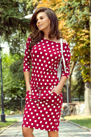 Numoco sporty daydress with 3/4 sleeves, pockets and binding