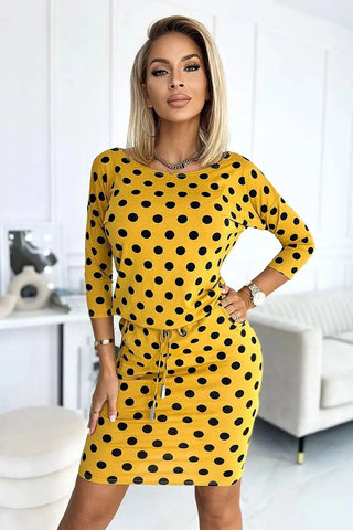 Numoco sporty dress with front tie, pockets and 3/4 sleeves