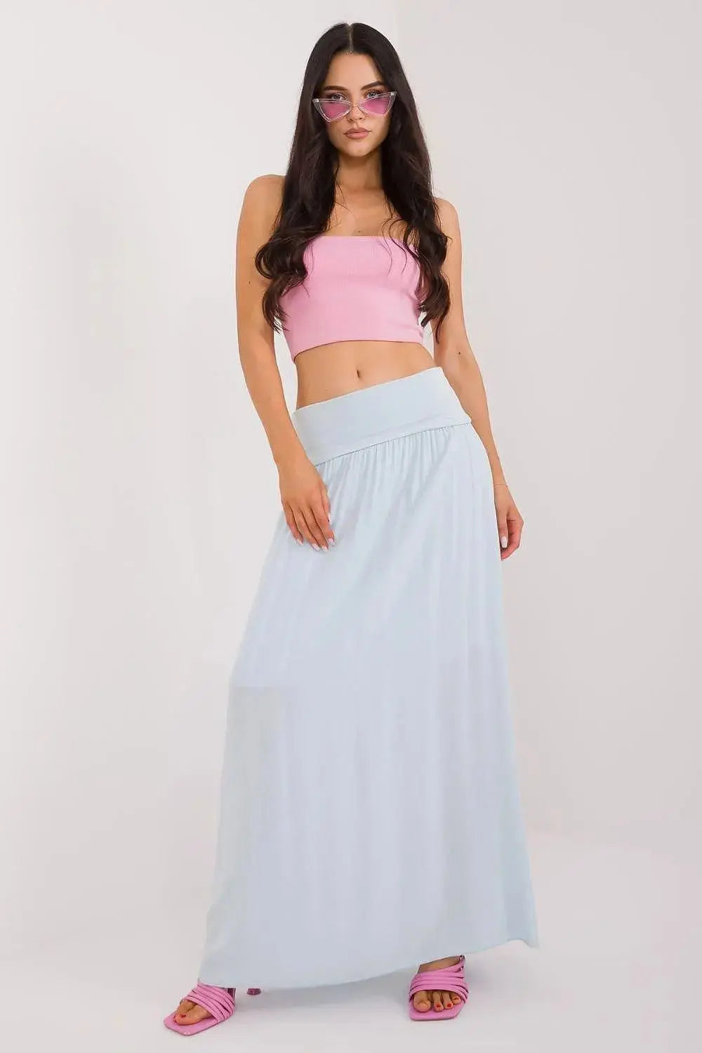 Och Bella smooth, solid material casual maxi skirt