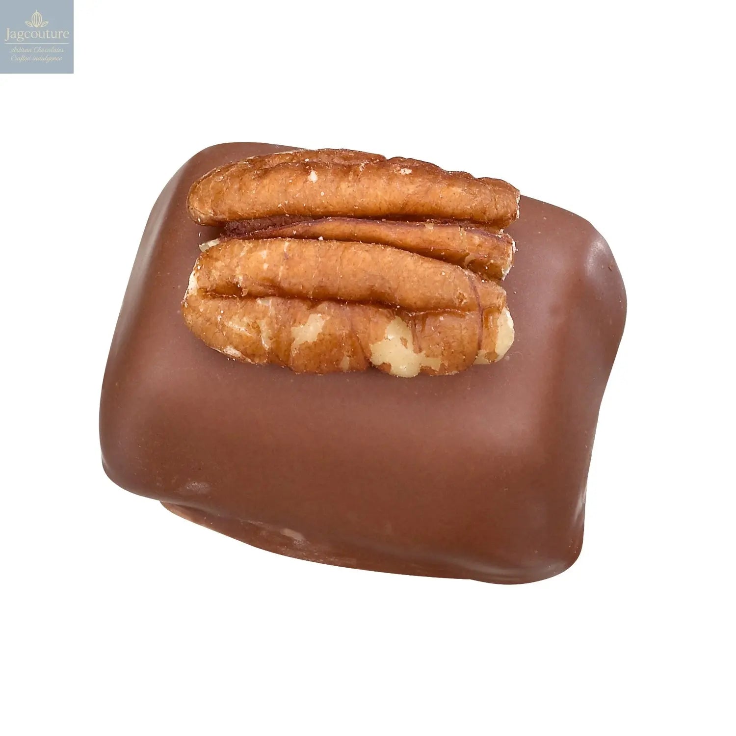 Pecan & maple syrup - milk chocolate with maple syrup topped with pecan 14.6g - Jag Couture Chocolates