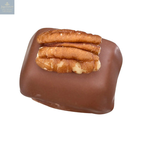 Pecan & maple syrup - milk chocolate with maple syrup topped with pecan 14.6g - Jag Couture Chocolates