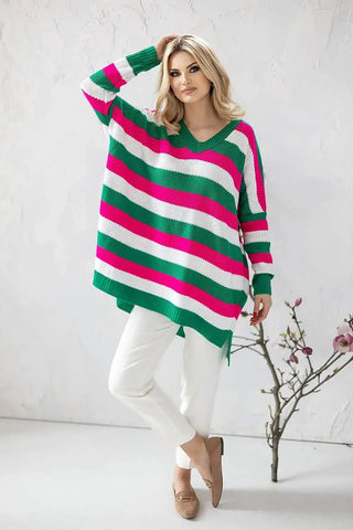 PeeKaBoo long sleeves and heart neckline loose-fitting sweater