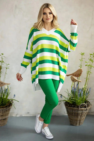 PeeKaBoo long sleeves and heart neckline loose-fitting sweater