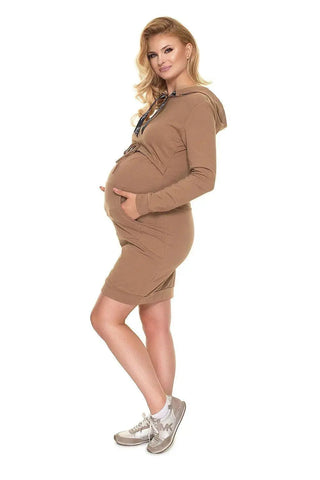 PeeKaBoo long sleeves hooded pregnancy dress