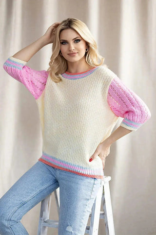 PeeKaBoo loose cut short sleeve sweater