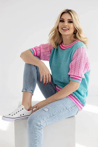 PeeKaBoo loose cut short sleeve sweater