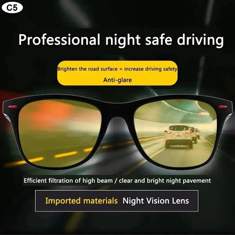 Polarized Night Vision Glasses for Drivers - PC Frame Sunglasses for Day and Night Vision in Outdoor Sports