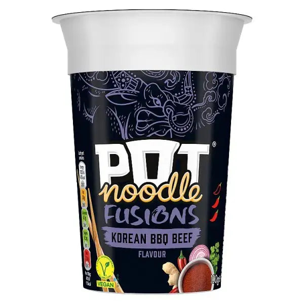 Pot Noodle Fusions Instant Snack Korean BBQ Beef 100 g (Case of 8)