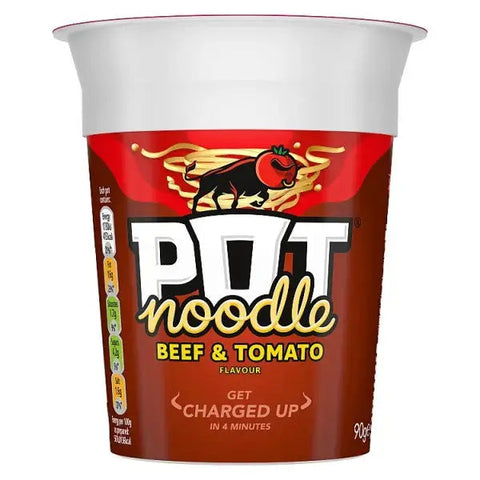 Pot Noodle Instant Snack Beef & Tomato 90 g (Case of 12)