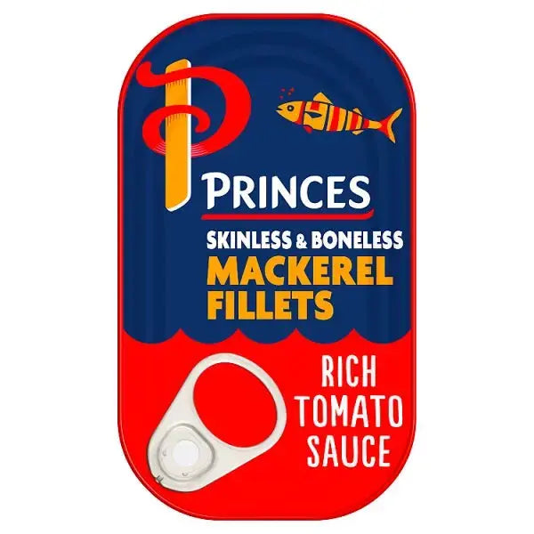 Princes Skinless & Boneless Mackerel Fillets Rich Tomato Sauce 125g (Case of 10)