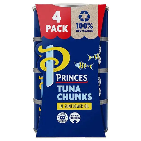 Princes Tuna Chunks in Sunflower Oil 4 x 145g (Case of 6)