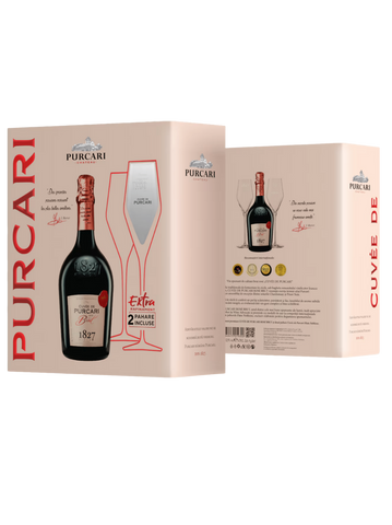 Purcari Cuvee de Purcari Brut Rose Sparkling Wine with two glasses 750ml