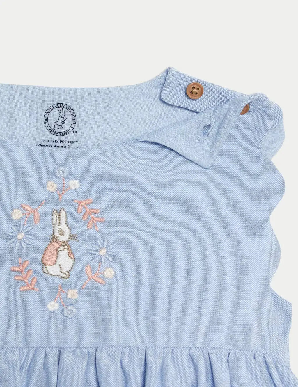 M&S Pure Cotton Chambray Peter Rabbit™ Dress (0-3 Yrs)