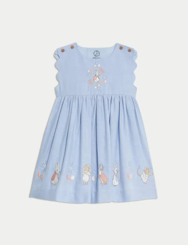 M&S Pure Cotton Chambray Peter Rabbit™ Dress (0-3 Yrs)